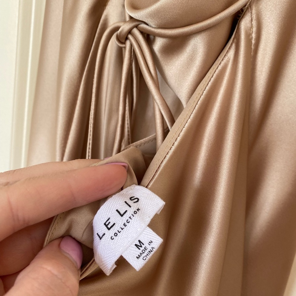 Le Lis Gold Cowl Neck Slip Dress for Weddings - Picture 5 of 8